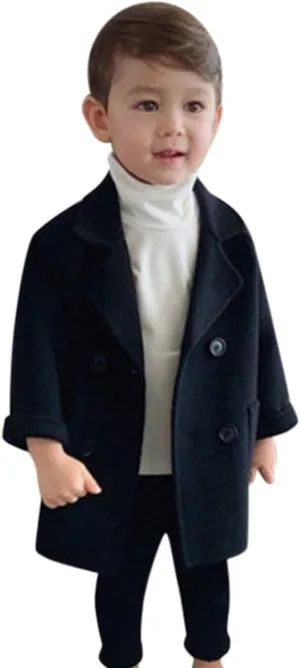 Notched Boys Coat Girls Trench Kids Jacket Wool Collar Baby Breasted Plaid Coat Coat Double Toddler Boys Raincoat