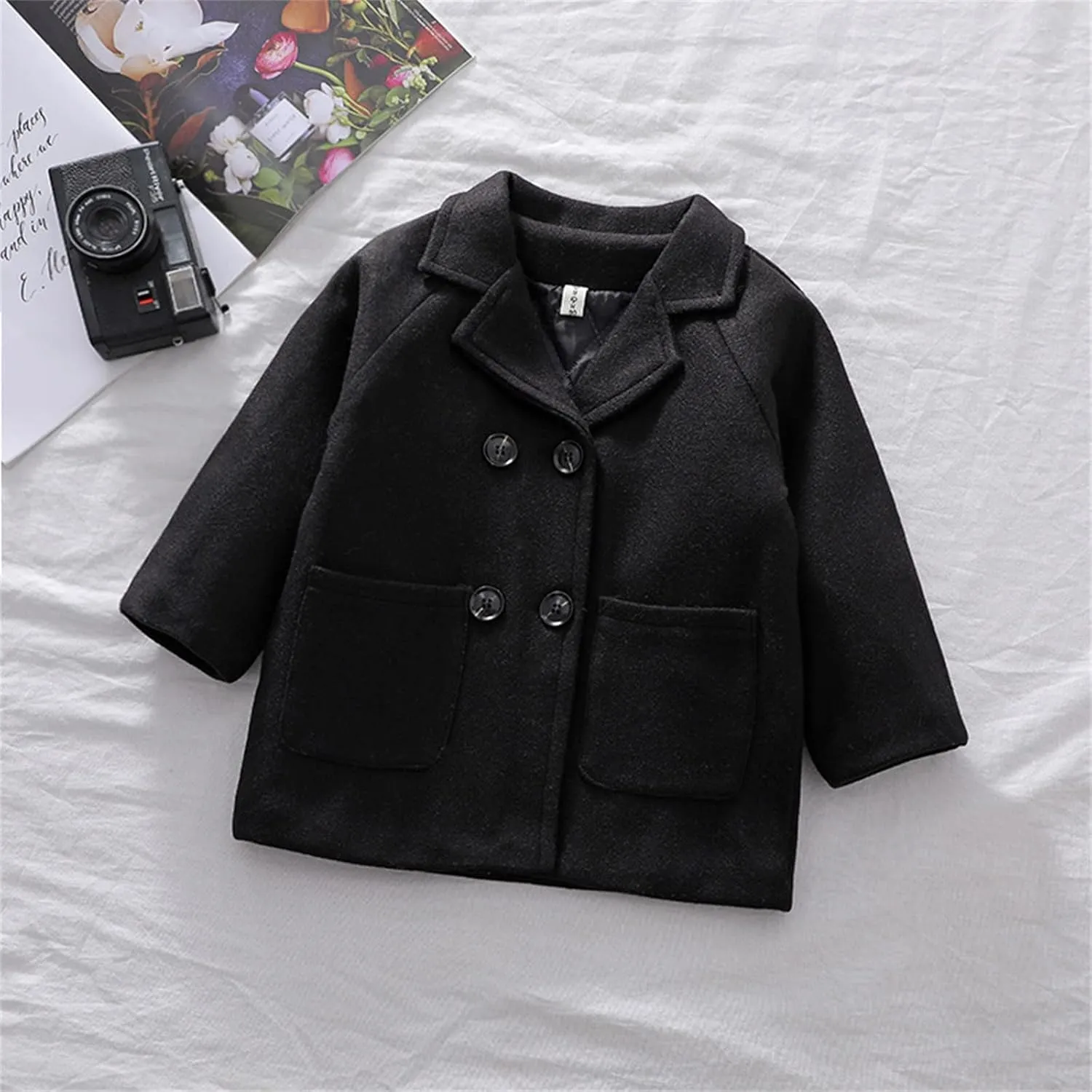 Notched Boys Coat Girls Trench Kids Jacket Wool Collar Baby Breasted Plaid Coat Coat Double Toddler Boys Raincoat
