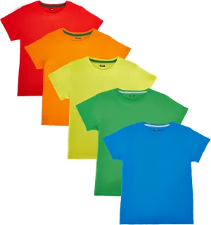 Nutria Kids T-Shirts 100% Cotton Short Sleeves 5Pack Plain Boys Tees Summer Top Children Unisex Girl Tie Dye Solid Color B01