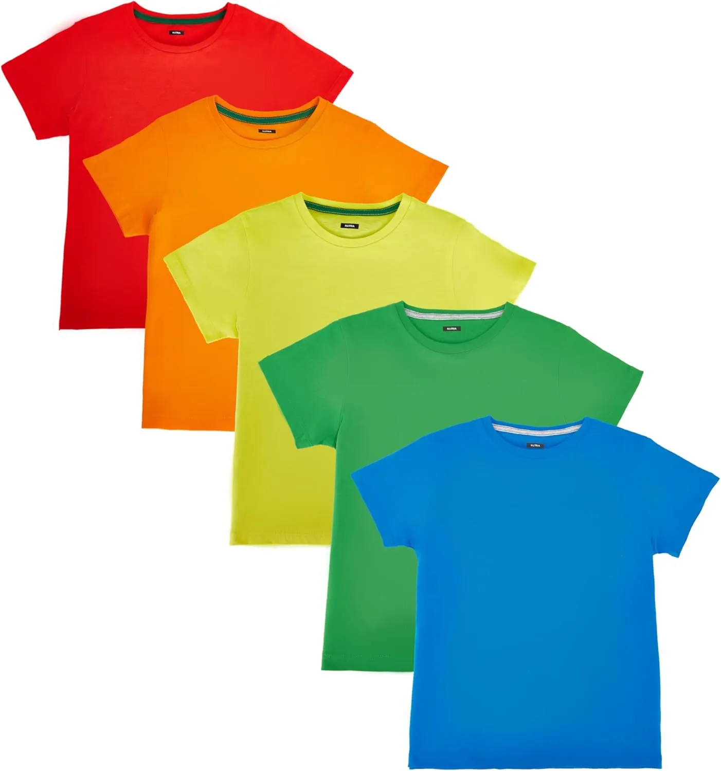 Nutria Kids T-Shirts 100% Cotton Short Sleeves 5Pack Plain Boys Tees Summer Top Children Unisex Girl Tie Dye Solid Color B01