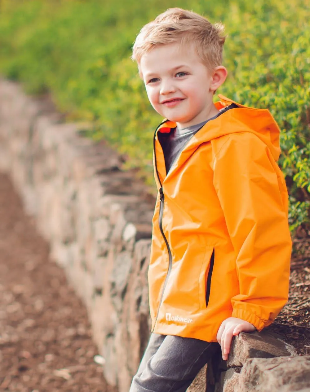 OAKI Rain Wind Shell Jacket for Kids/Toddlers, Waterproof, Breathable, Lightweight with Hood
