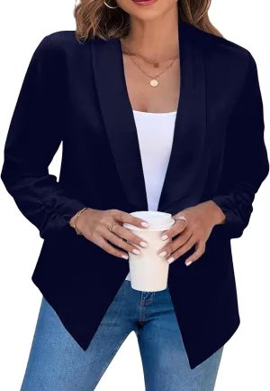 OMZIN Women's Casual Long Sleeve Lapel Blazers Fashion Business Office Work Slim Formal Suit Jackets