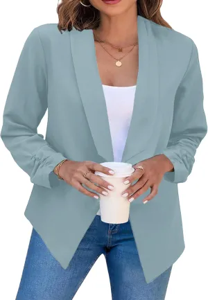 OMZIN Women's Casual Long Sleeve Lapel Blazers Fashion Business Office Work Slim Formal Suit Jackets