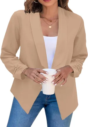 OMZIN Women's Casual Long Sleeve Lapel Blazers Fashion Business Office Work Slim Formal Suit Jackets