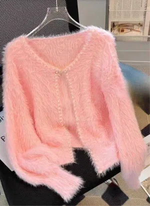 Pankh Kalena Soft Wool Open Sweater Top with Studded Brooch