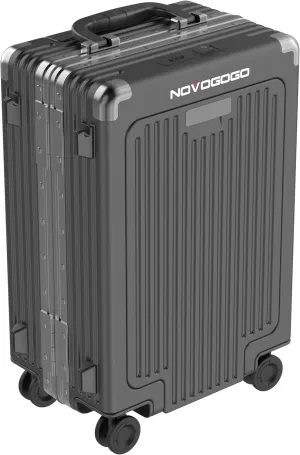 Phantomgoggo Hard Shell Carry On luggage with Front Open Laptop Compartment with Tsa Locks Suitcase with Spinner Wheels Luggage with Telescopic Handle 22 x14.5x 9 Inches (Black)
