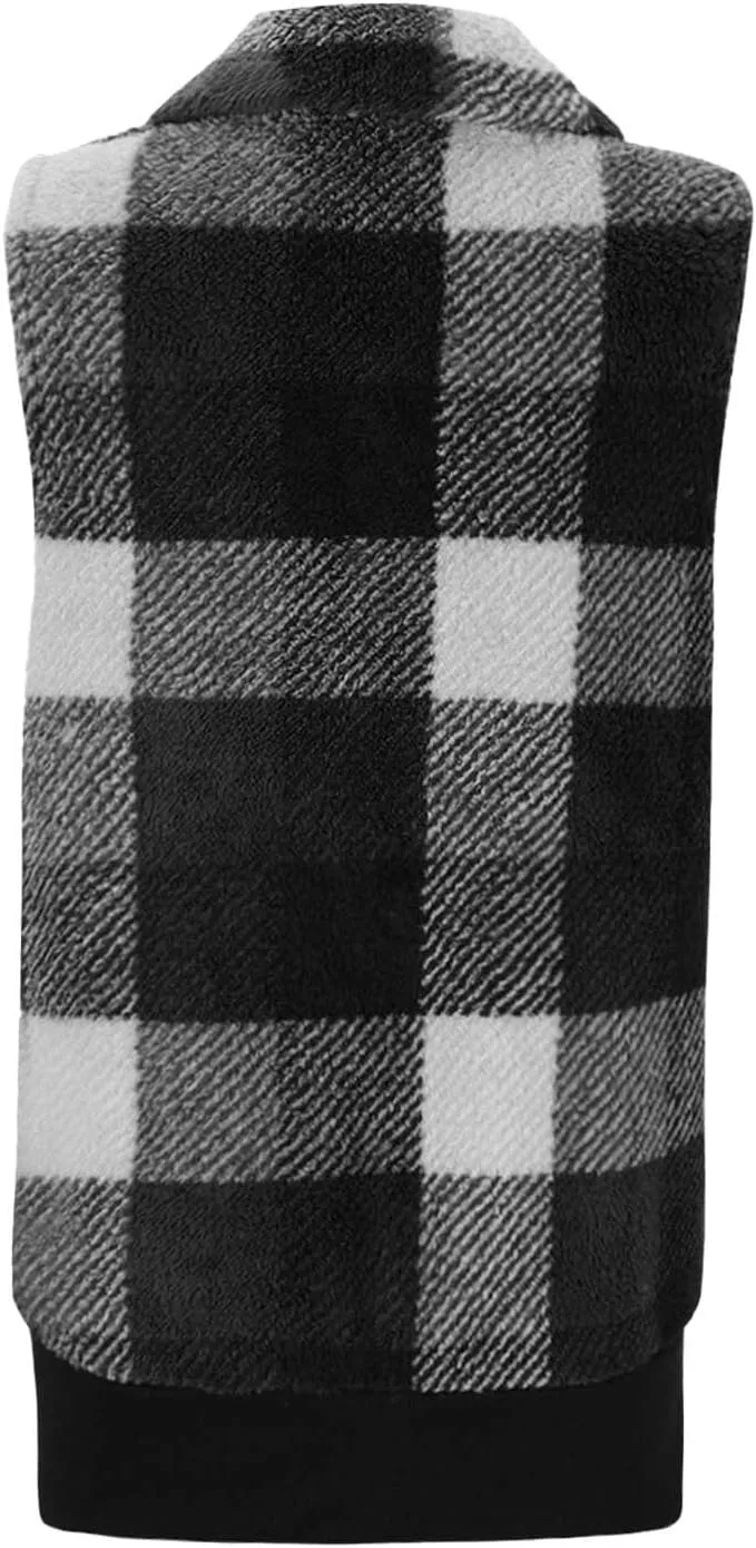Plaid Jacket for Women Fleece Casual Cardigan Fall Plush Vest Thermal Vests Thick Winter Coats Outwear 2025 Shackets