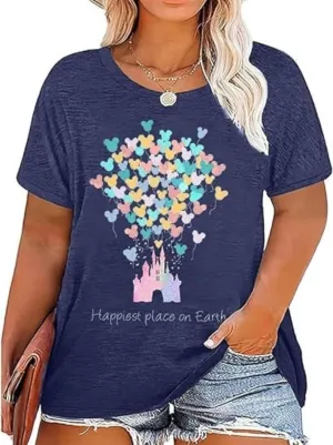 Plus Size Magical Shirts for Women Retro Graphic Tshirts Funny Vacation Tee Tie Dye Tops