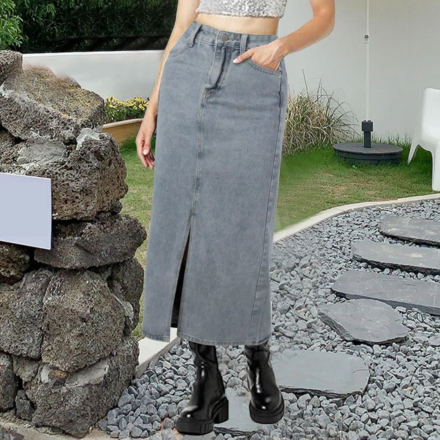 Pure Desire Denim Half Skirt Women's High Waist Wrapped Hip Skirt Summer New Vintage Extra Long Bed Skirt Full 21