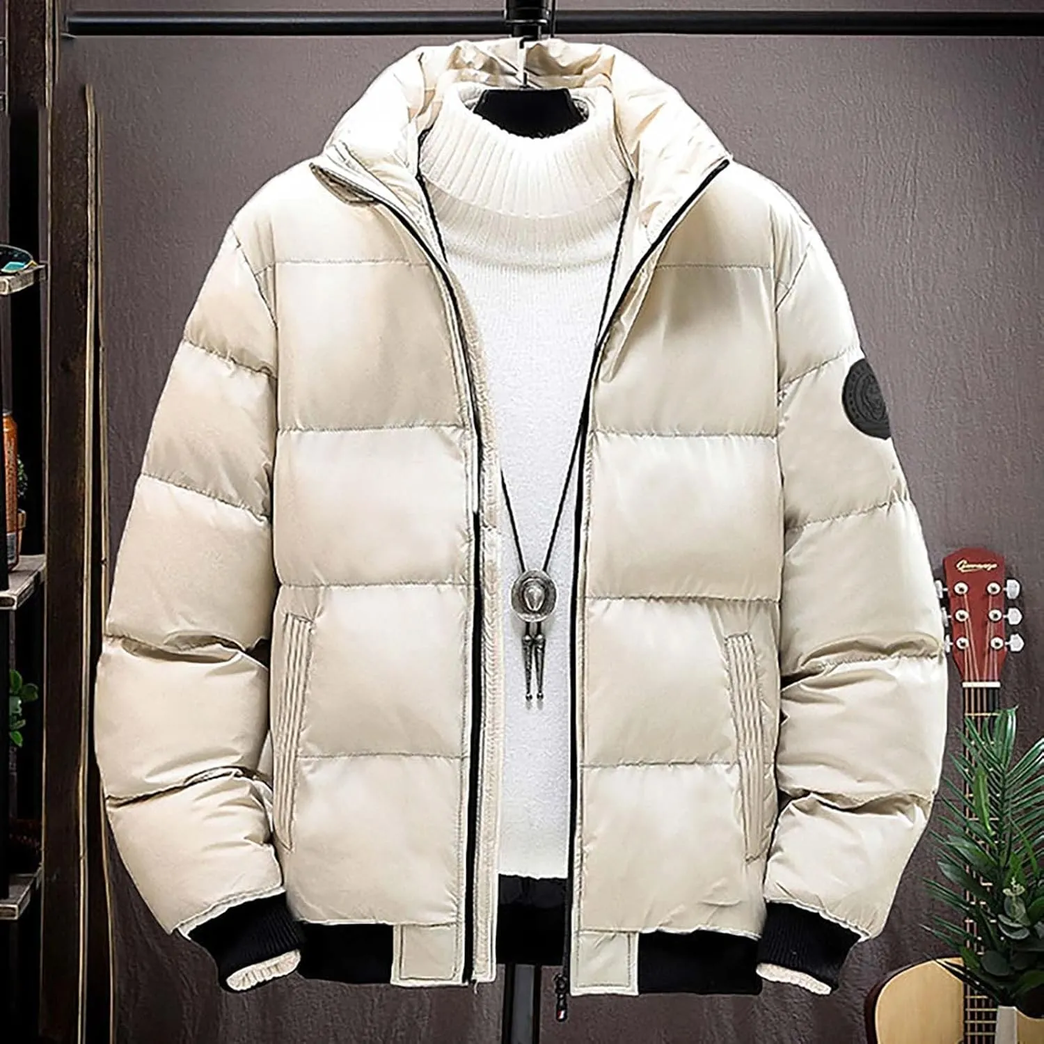 Quilted Coat Solid V Neck Slim Fit Warm Sweater Cardigan Coat Single Breasted Overcoat with Detachable Collar
