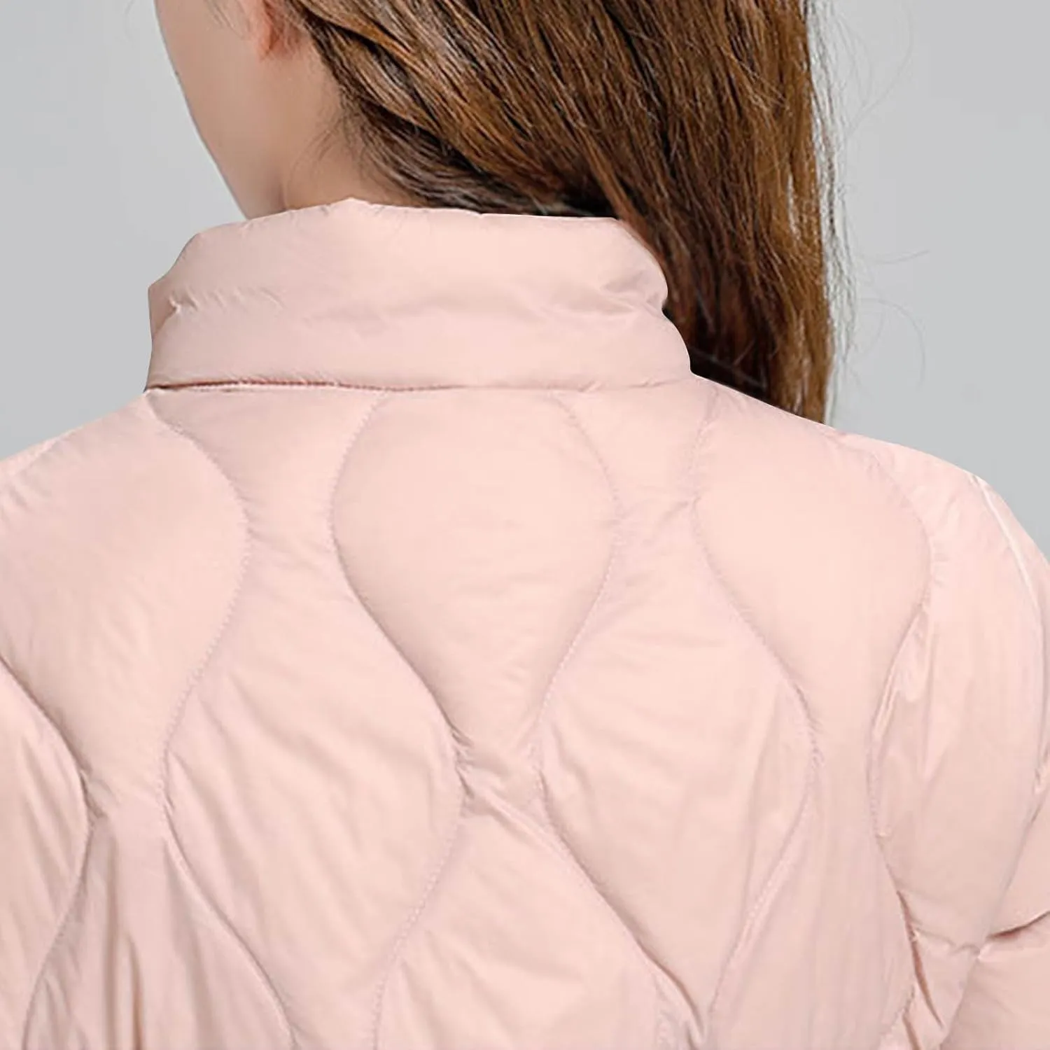 Quilted Lightweight Jacket for Women Plus Size Short Puffer Coats Stand Collar Zip Up Warm Down Jacket Fall Winter