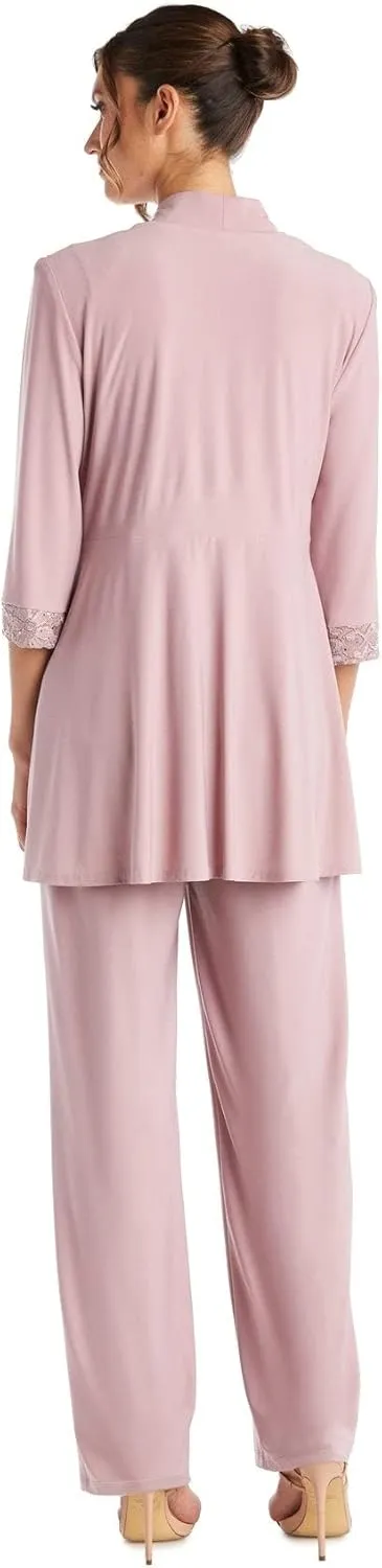 R&M Richards Women's 2 Piece Floral Lace Pantsuit