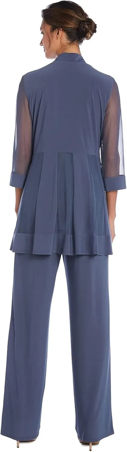 R&M Richards Women's Beaded Neck 2 Piece Pant Set