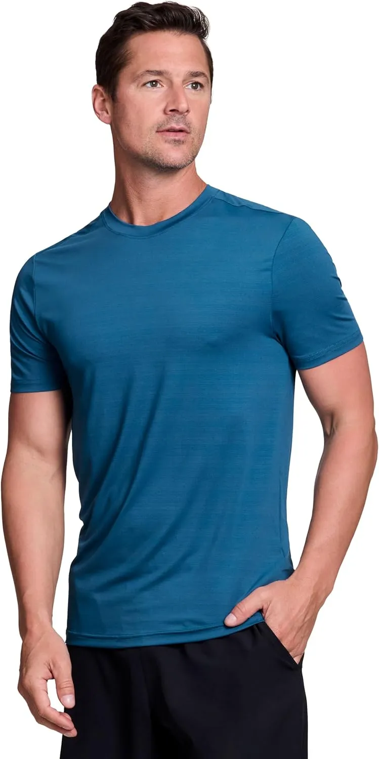 RBX Active Men's Athletic Fit Workout Tee, Short Sleeve Moisture Wicking Quick Drying Crewneck Training Shirt
