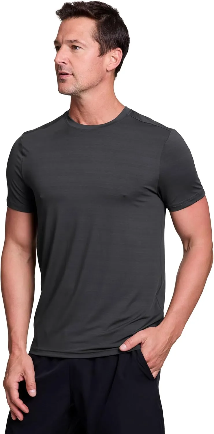 RBX Active Men's Athletic Fit Workout Tee, Short Sleeve Moisture Wicking Quick Drying Crewneck Training Shirt
