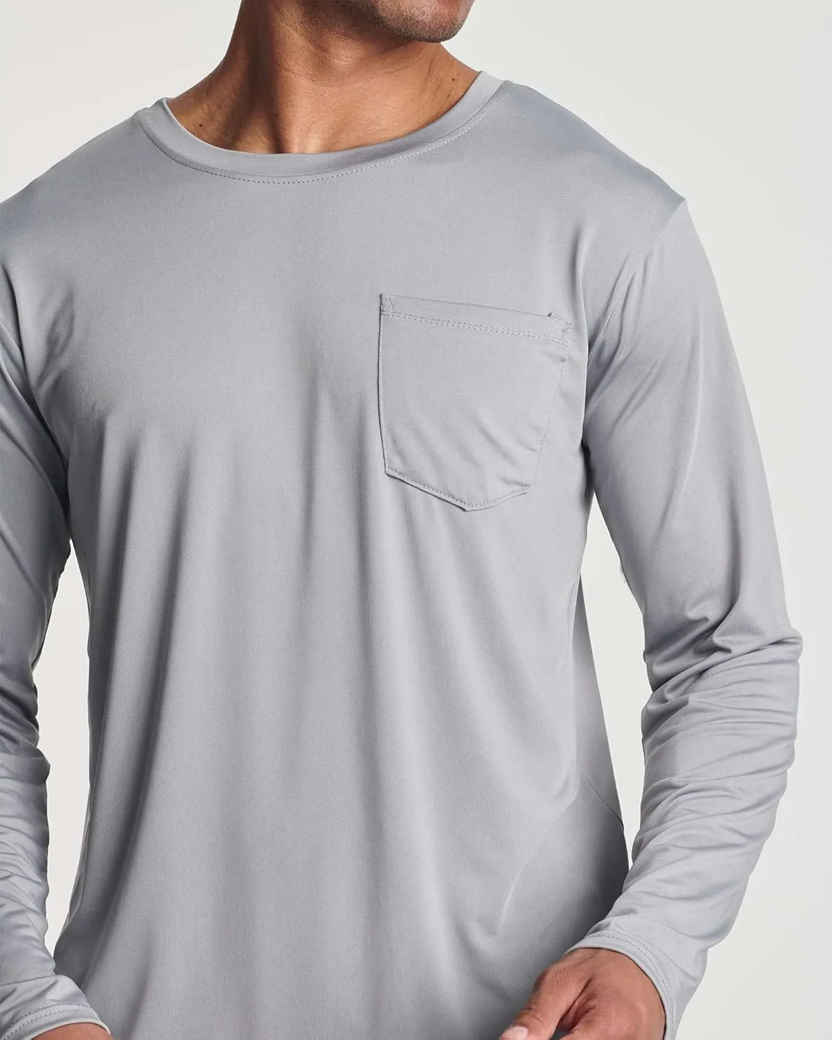 Real Essentials 4 Pack: Men's Dry-Fit Active Athletic Long Sleeve Pocket Crew T-Shirt Outdoors UPF 50 S-5XLT