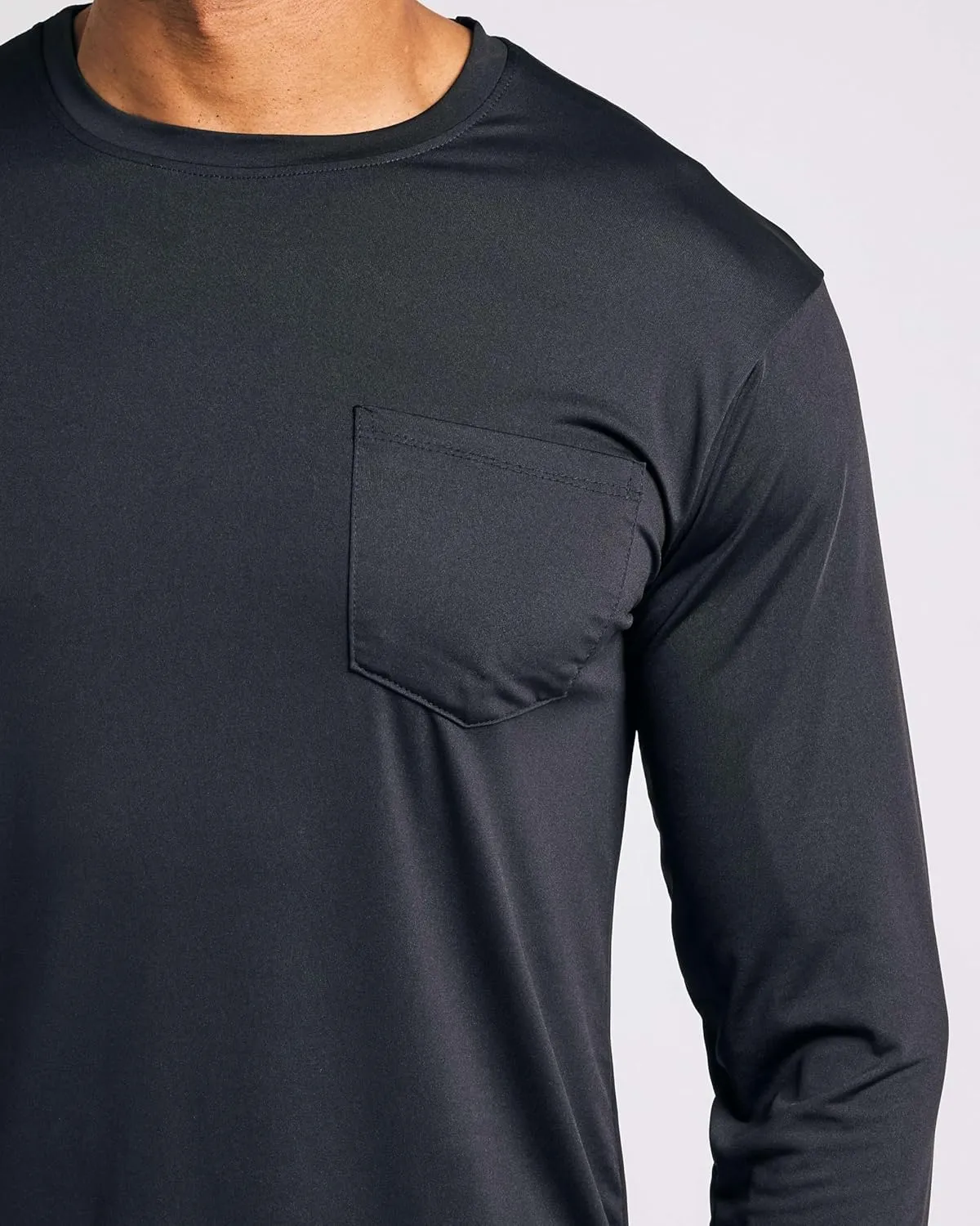 Real Essentials 4 Pack: Men's Dry-Fit Active Athletic Long Sleeve Pocket Crew T-Shirt Outdoors UPF 50 S-5XLT