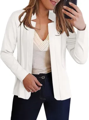 RMCMS Womens Blazer Cropped Open Front Dress Jacket Lightweight Stand Collar Casual Office Suit Jacket
