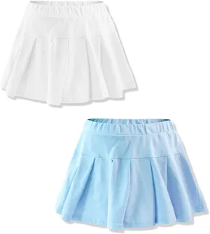 Rolanko Skorts for Girls Skirts 2 Pack Cotton Kids Shorts Casual Play School Tennis 2-9 Years