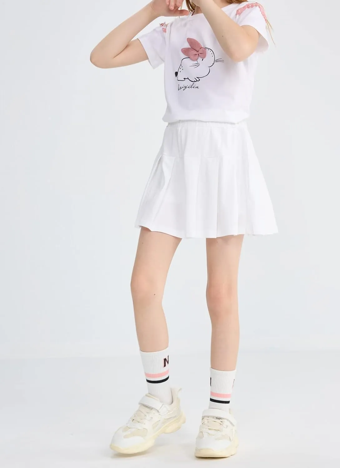 Rolanko Skorts for Girls Skirts 2 Pack Cotton Kids Shorts Casual Play School Tennis 2-9 Years