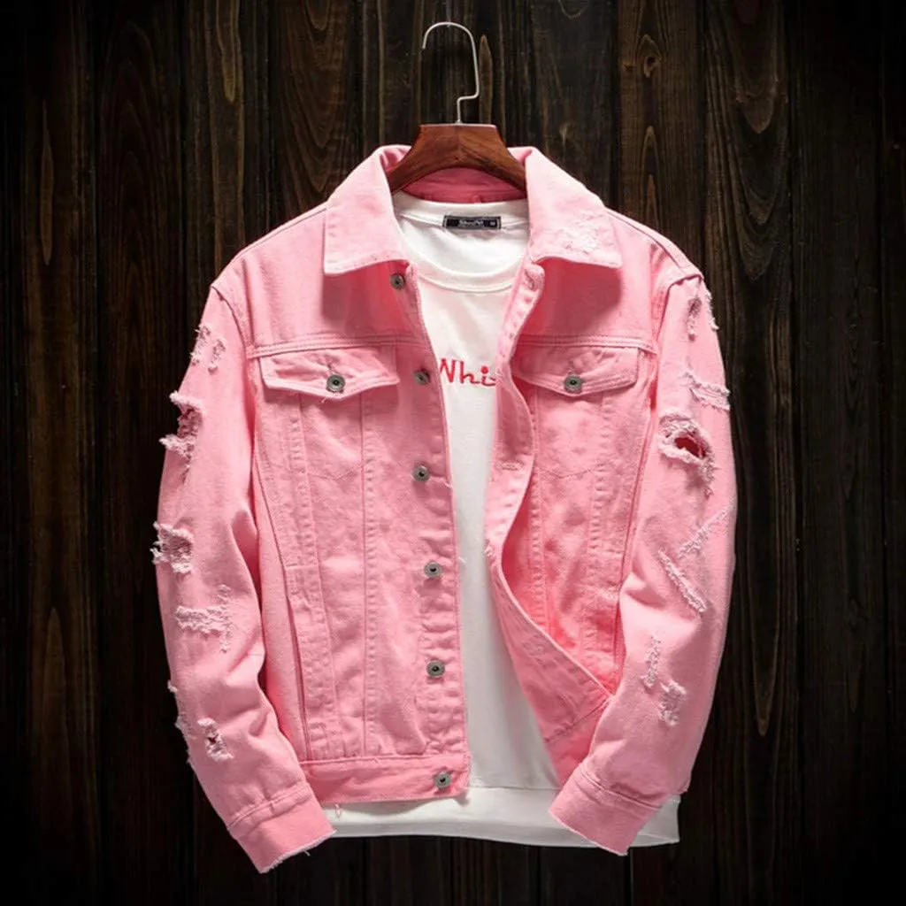 RTRDE Men's Jeans Jacket Jean Jackets Slim Fit Ripped Denim Jacket Coat Outwear Winter, S-4XL