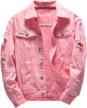 RTRDE Men's Jeans Jacket Jean Jackets Slim Fit Ripped Denim Jacket Coat Outwear Winter, S-4XL