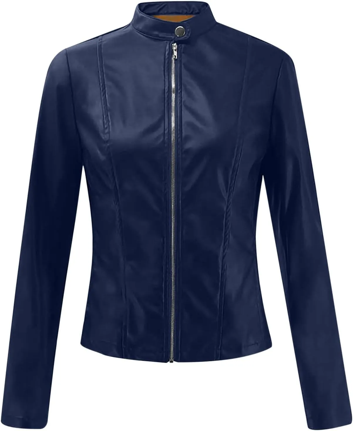 Ruziyoog Women's Faux Leather Jacket Lightweight Casual Zip Up Slim Short Moto PU Coat Motorcycle Bomber Jackets Outwear