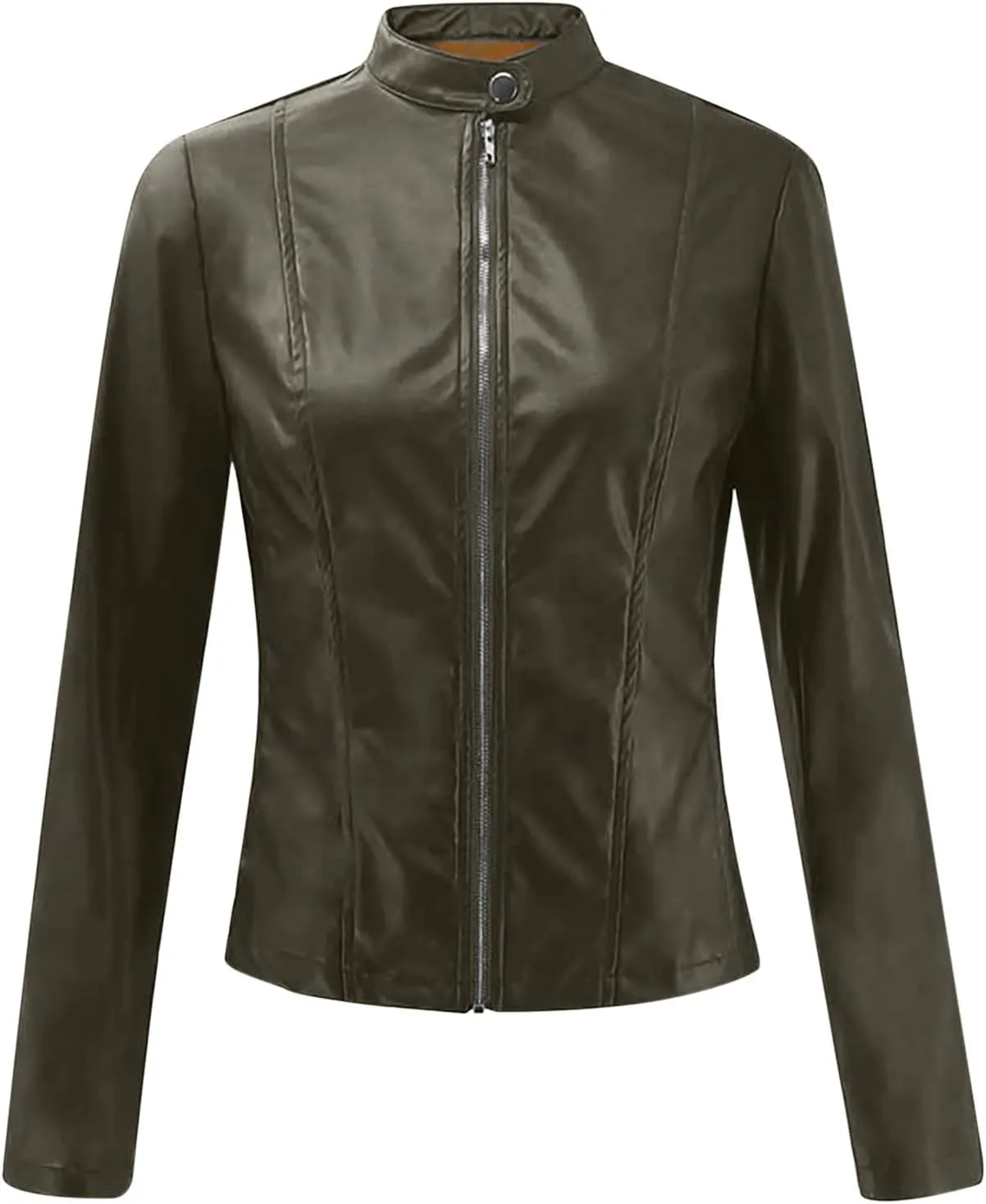 Ruziyoog Women's Faux Leather Jacket Lightweight Casual Zip Up Slim Short Moto PU Coat Motorcycle Bomber Jackets Outwear