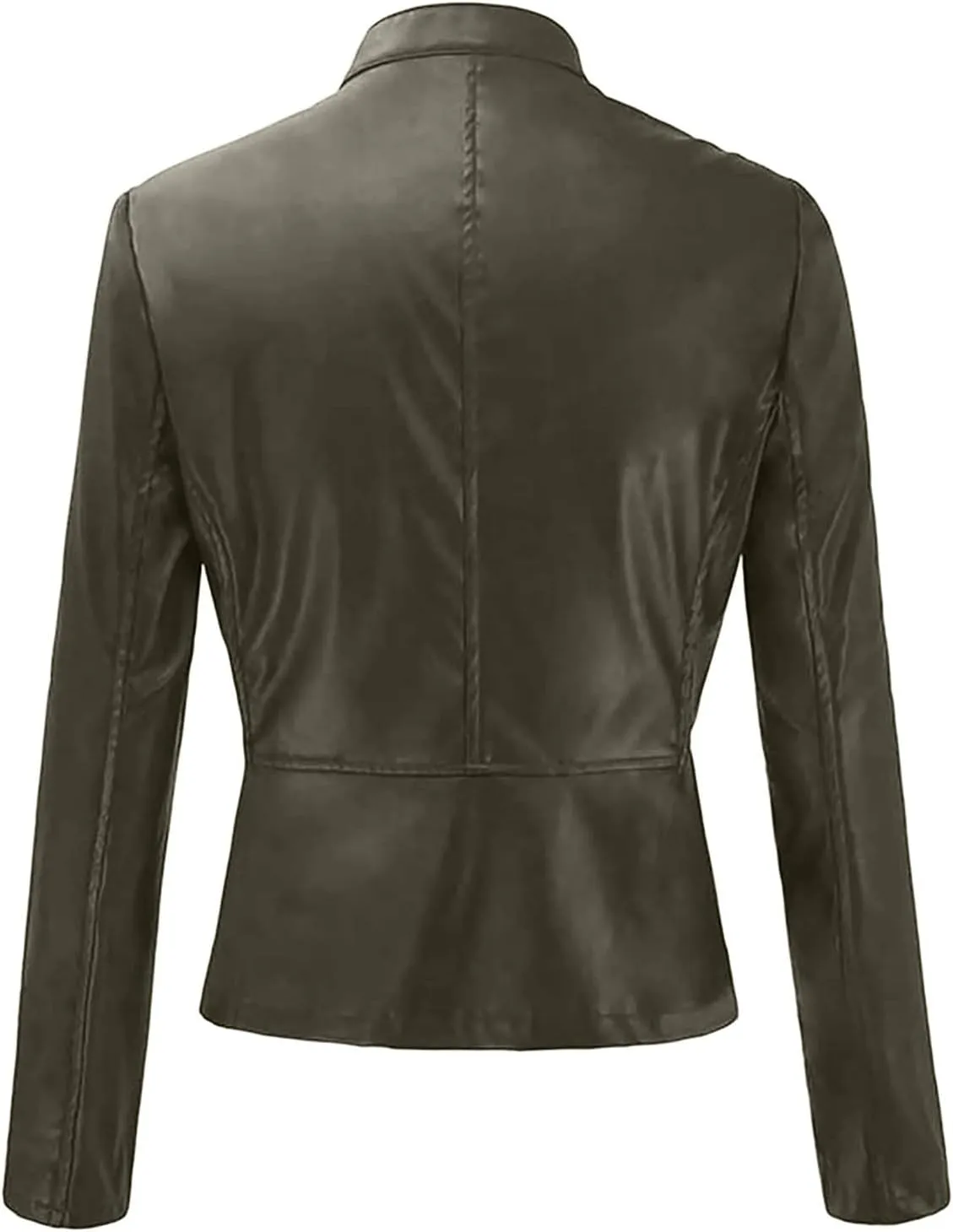 Ruziyoog Women's Faux Leather Jacket Lightweight Casual Zip Up Slim Short Moto PU Coat Motorcycle Bomber Jackets Outwear