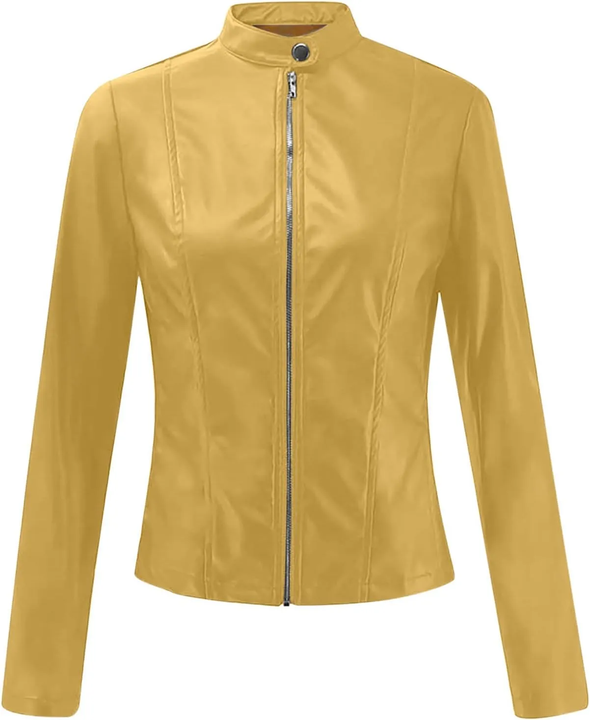 Ruziyoog Women's Faux Leather Jacket Lightweight Casual Zip Up Slim Short Moto PU Coat Motorcycle Bomber Jackets Outwear