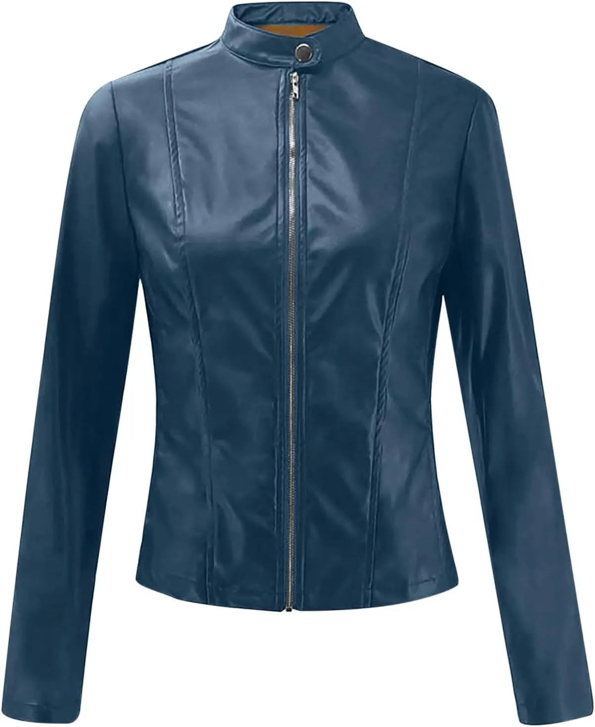 Ruziyoog Women's Faux Leather Jacket Lightweight Casual Zip Up Slim Short Moto PU Coat Motorcycle Bomber Jackets Outwear