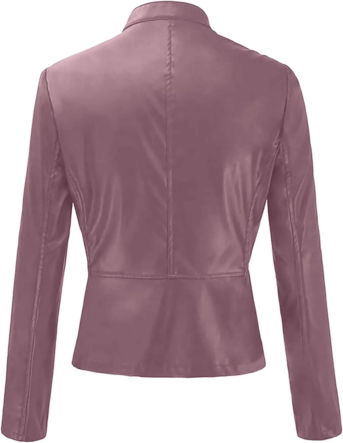 Ruziyoog Women's Pu Faux Leather Jacket Long Sleeve Open Front Coats Lightweight Casual Slim Short Motorcycle Bomber Outwear