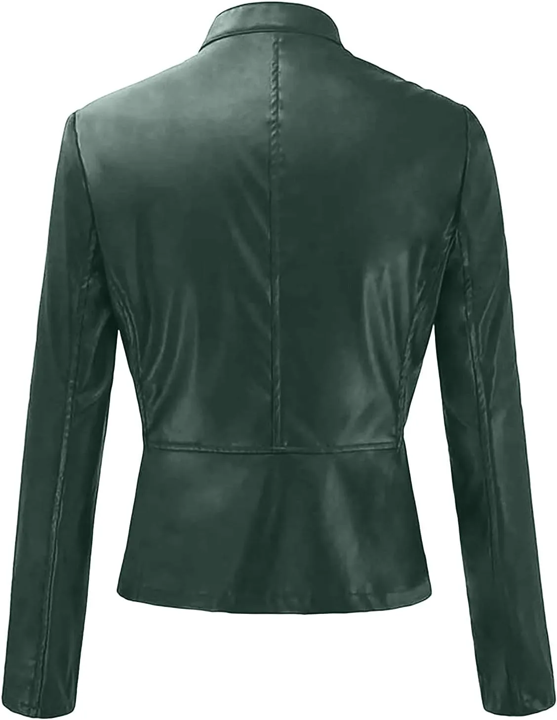 Ruziyoog Women's Pu Faux Leather Jacket Long Sleeve Open Front Coats Lightweight Casual Slim Short Motorcycle Bomber Outwear
