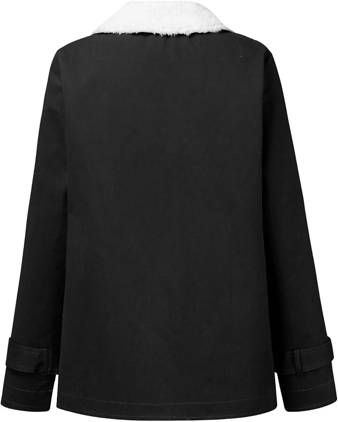 SACFOF Womens Winter Warm Jean Jacket Lapel Stand Collar Fleece Lined Sherpa Denim Coats Thicker Sherpa Outerwear