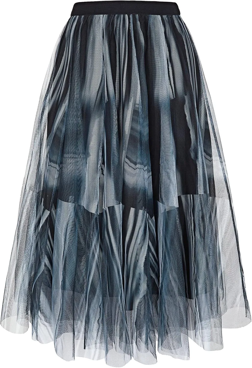 SDEER Women's Tie Dye Tulle Mesh Skirt Midi Length Casual A-Line High Waist Pleated Evening Party Dress
