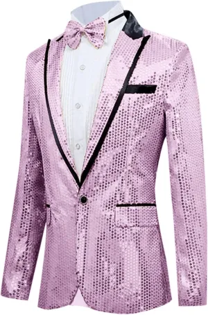 Sequin Blazer Metallic Suit Disco Prom Shiny Jacket Wedding Party Banquet Fashion Tuxedo for Mens Adult
