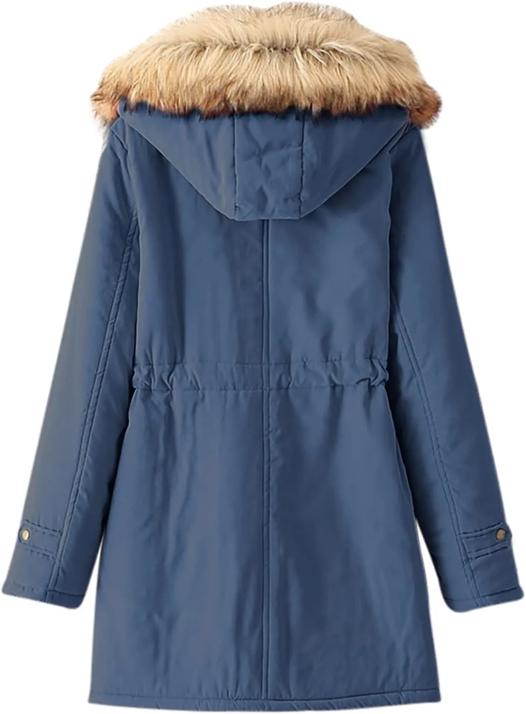SGASY Women's Winter Coats Fleece Lined Zip Up Jacket Long Winter Warm Fuzzy Coat Windproof Hoodie Outwear with Pockets
