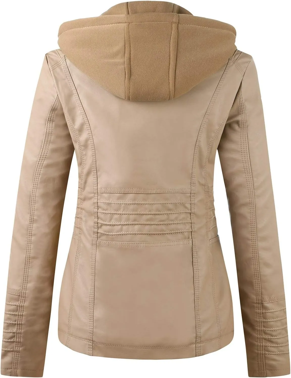 SHAOBGE Jacket Long Leather Women's Slim Zip Belt Tops Stand Jacket Suit Collar Motorcycle Coat Women's Coat Jackets