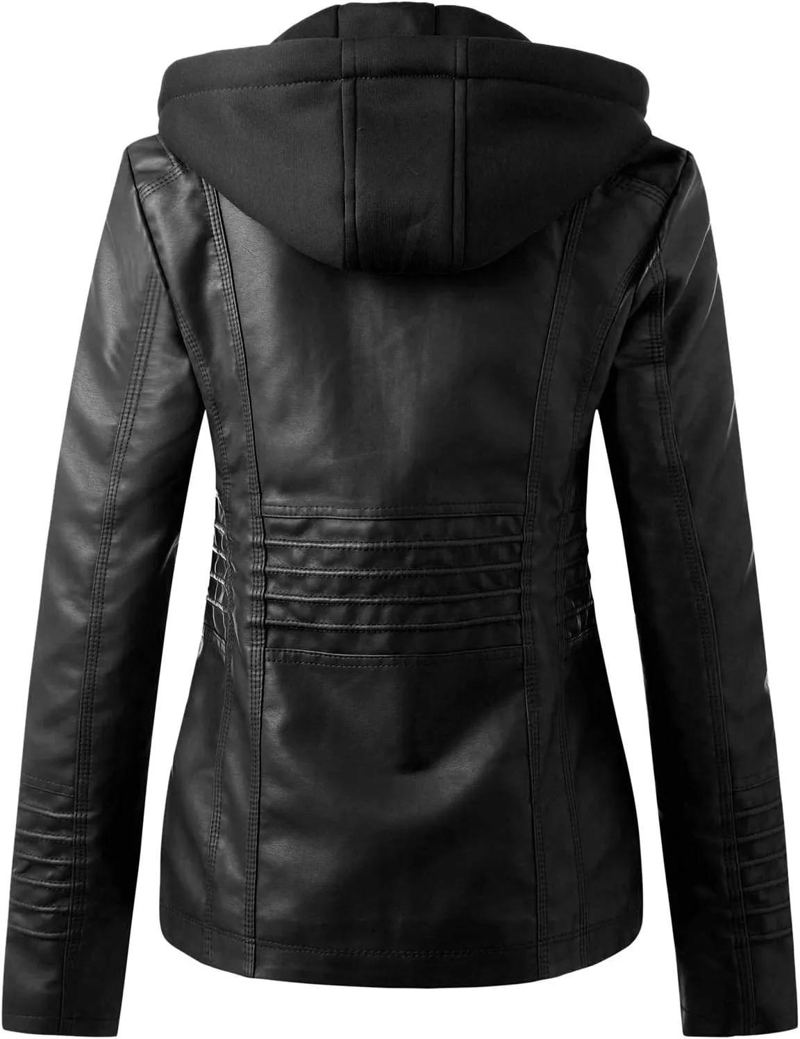 SHAOBGE Jacket Long Leather Women's Slim Zip Belt Tops Stand Jacket Suit Collar Motorcycle Coat Women's Coat Jackets