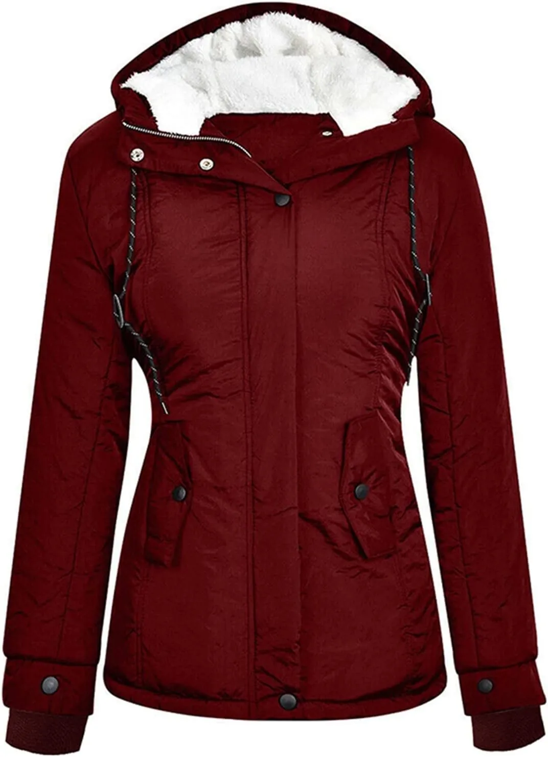 SHAOBGE Puffer Pullover Jacket Womens Womens Long Sleeve Hooded Jacket Thickened Hooded Cotton Jacket Womens
