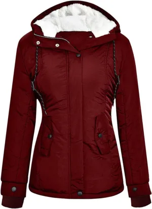 SHAOBGE Puffer Pullover Jacket Womens Womens Long Sleeve Hooded Jacket Thickened Hooded Cotton Jacket Womens