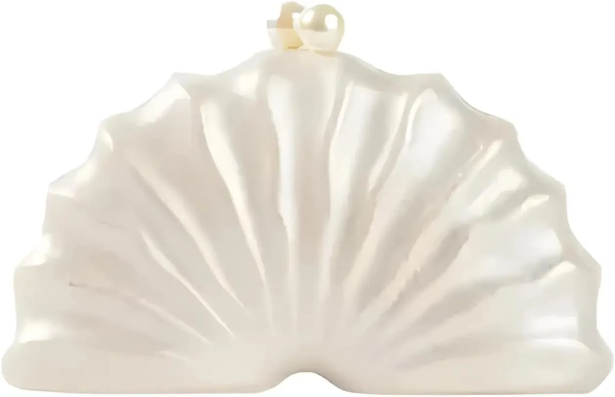 Shell purse Clutch bag VanThai Le - Shell Clutch Bag Acrylic women wedding evening party ivory pearl color purse handbag