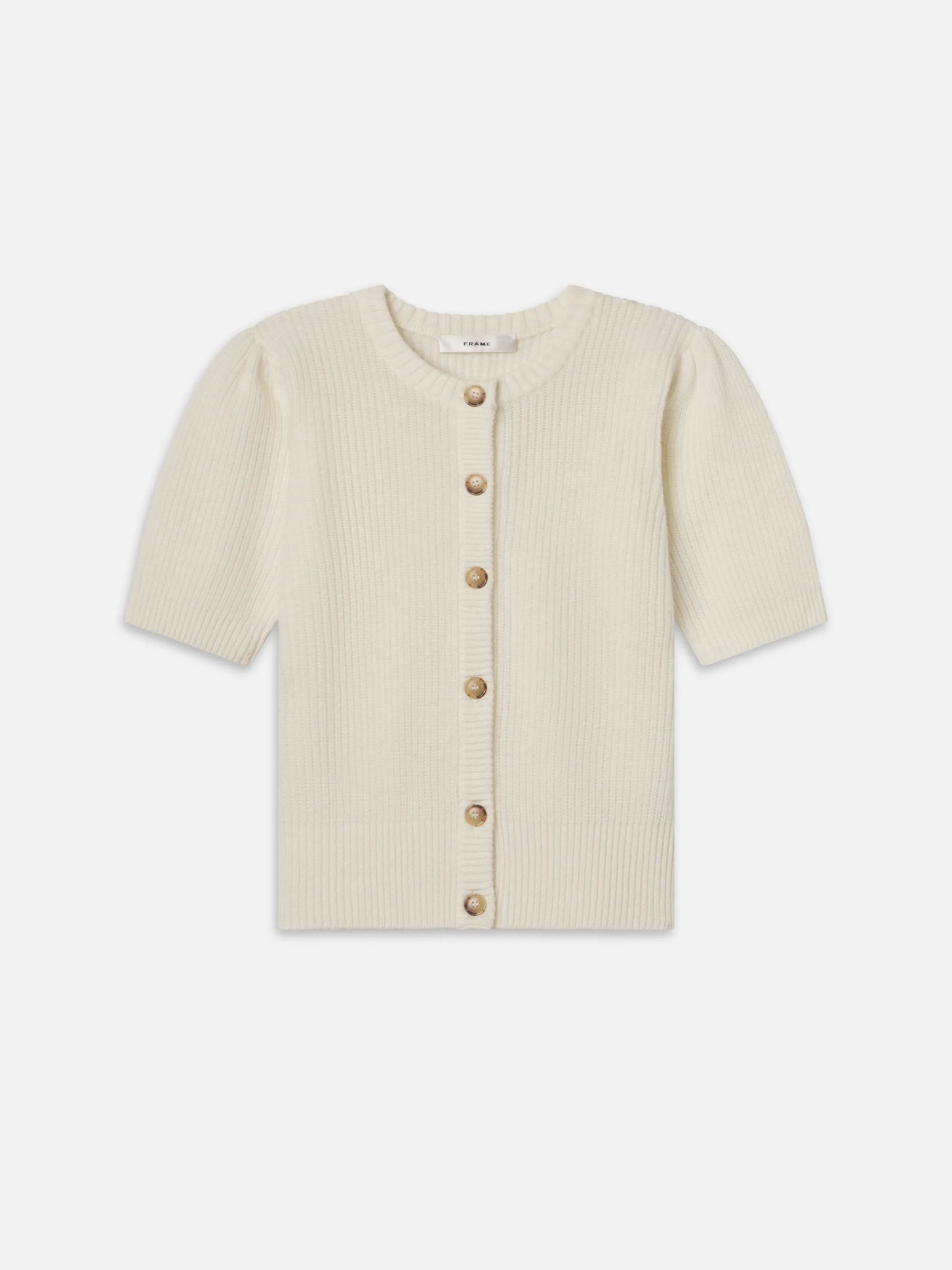 Shrunken Short Sleeve Cardi -- Cream