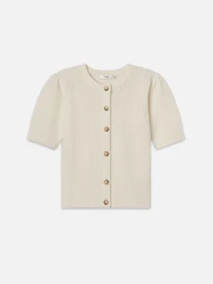 Shrunken Short Sleeve Cardi -- Cream