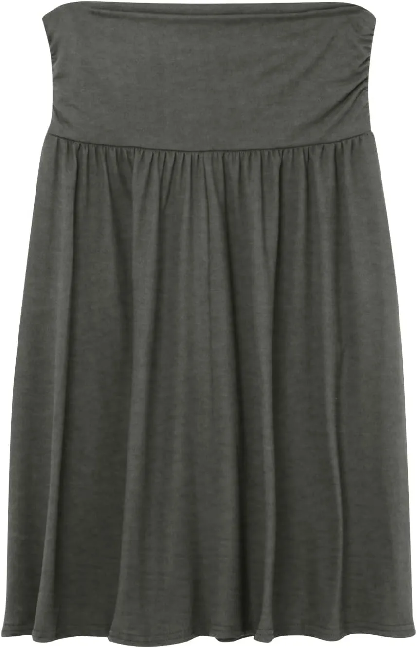 Skirts for Women Regular and Plus Size Skirt with Pockets Below The Knee Length Ruched Flowy Midi Women