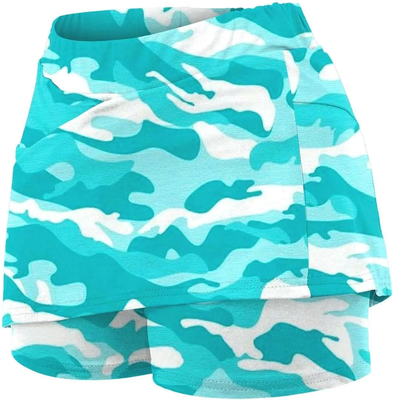 Skorts for Woman Athleisure Skirt with Pockets Camouflage Printed Mid Rise Skirts Tennis Tummy Control High Waisted