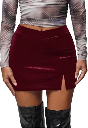 SOLY HUX Women's Mini Skirt Skorts Y2k Split Zipper Side Stretchy Pencil Bodycon Skirts with Shorts Underneath