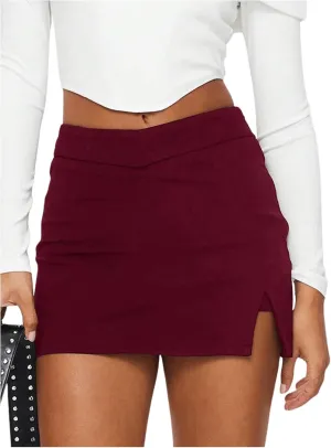 SOLY HUX Women's Mini Skirt Skorts Y2k Split Zipper Side Stretchy Pencil Bodycon Skirts with Shorts Underneath