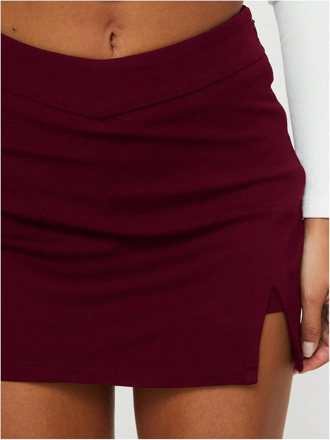 SOLY HUX Women's Mini Skirt Skorts Y2k Split Zipper Side Stretchy Pencil Bodycon Skirts with Shorts Underneath