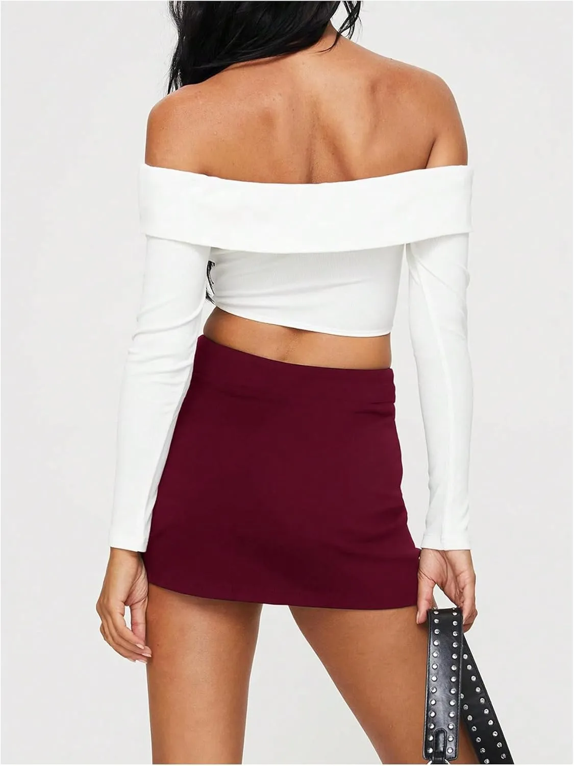 SOLY HUX Women's Mini Skirt Skorts Y2k Split Zipper Side Stretchy Pencil Bodycon Skirts with Shorts Underneath
